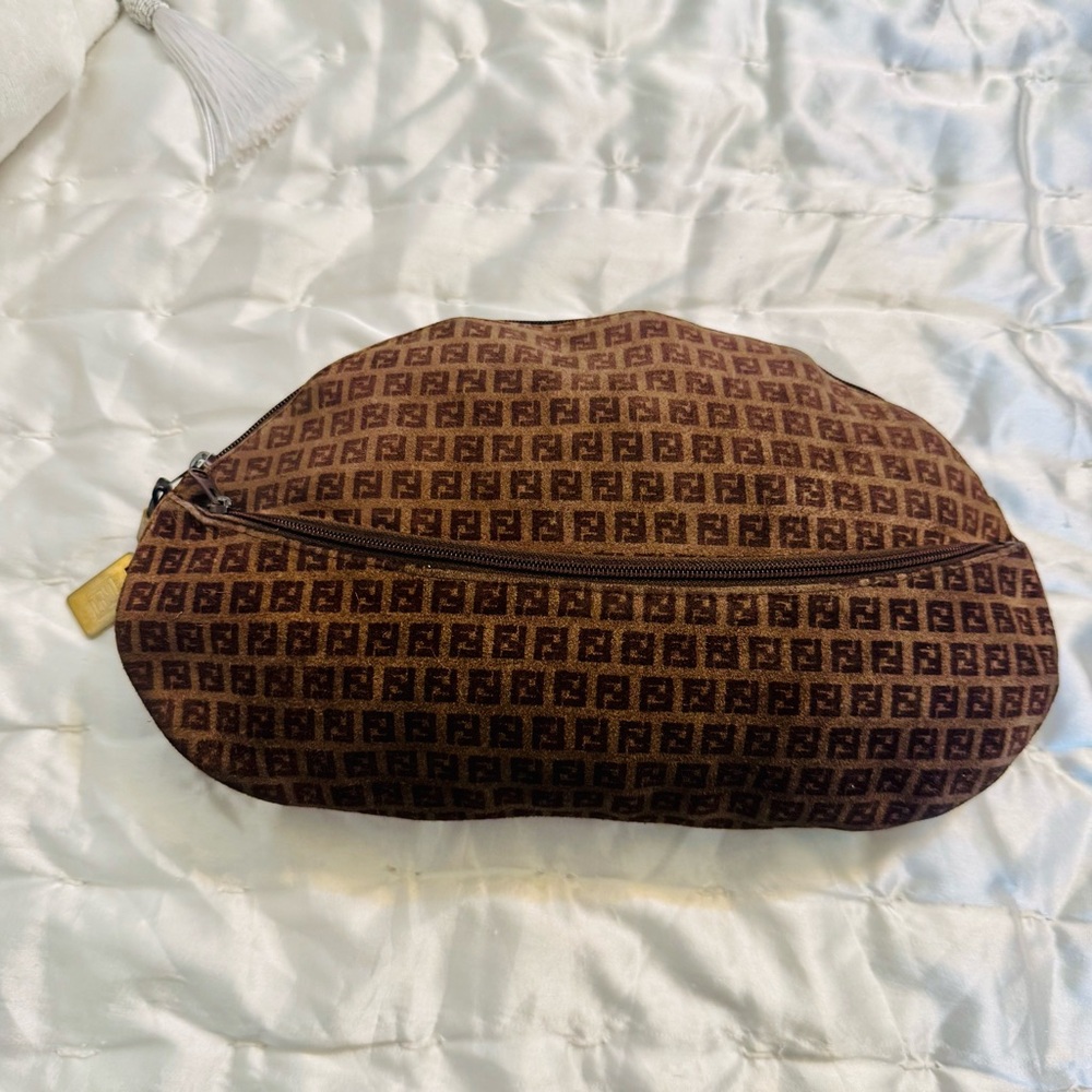 Fendi Brown Velvet Monogram Clutch - Picture 13 of 16